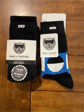 Pair of Thieves Men’s Black & Blue Crew Socks - 3 Pack